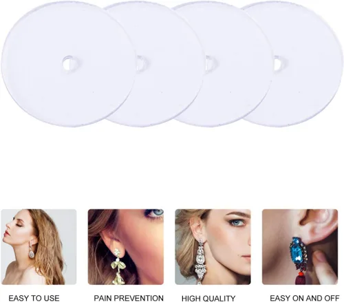 Vista 7 de EXCEART 80 discos de plástico para parte trasera de aretes, almohadillas de disco transparentes para estabilizar los pendientes