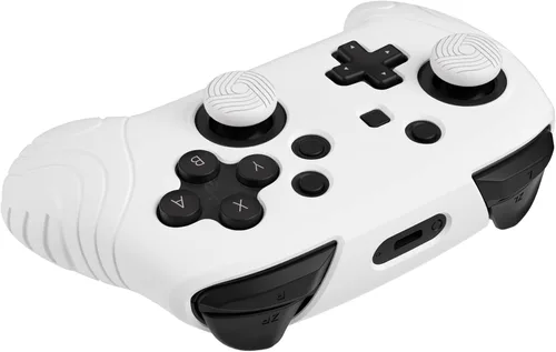 Vista 9 de PlayVital Samurai Edition - Funda protectora ergonómica de silicona para controlador Nintendo Switch Pro, protector de agarre suave antideslizante