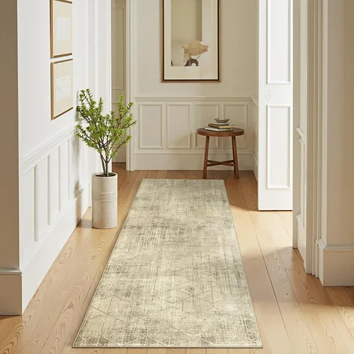 Vista 24 de jinchan - Tapete de pasillo marroquí de 2 x 6 pies con líneas, bohemio, lavable, para cocina, suave, geométrico, de lana sintética, antideslizante