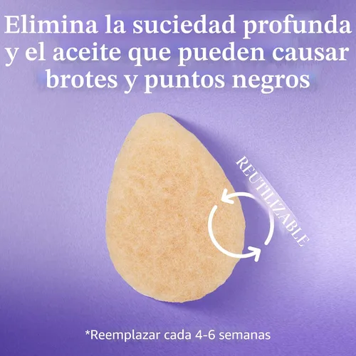 Vista 4 de Buf-Puf - Esponja facial suave, desarrollada por dermatólogos, elimina la suciedad profunda y el maquillaje que causa brotes y puntos negros