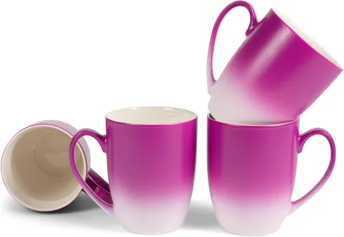 Vista 16 de Elanze Designs Magenta blanco dos tonos Ombre mate taza de café de cerámica de 12 onzas Magenta y blanco.