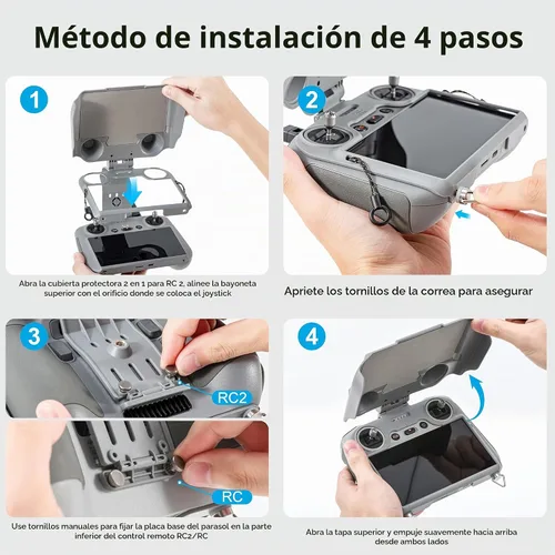 Vista 3 de STARTRC Mini 5 Pro - Parasol con cordón para DJI RC 2 y controlador RC, protector de pantalla mejorado 3 en 1 para DJI Avata 360/Mini 5/4/3 pro/Neo