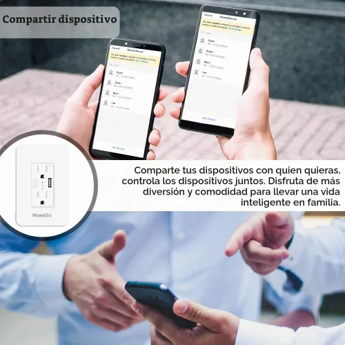 Vista 6 de MoesGo Toma de corriente inteligente de pared con USB, enchufe WiFi con 2 tomas de corriente, control dividido de 15 amperios, control remoto Smart