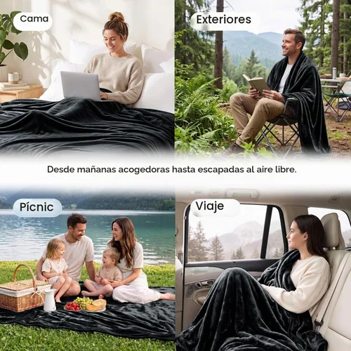 Vista 4 de Utopia Bedding Manta de forro polar negro, tamaño individual, ligera, mullida, suave, antiestática de microfibra (60 x 80 pulgadas)