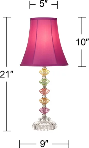 Vista 4 de 360 Lighting Juego de 2 lámparas de mesa decorativas de estilo bohemio tradicional chic de 21 pulgadas de alto, cristal apilado multicolor rosa