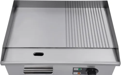 Vista 5 de Parrilla eléctrica portátil de mesa Teppanyaki de 110 V, parrilla antiadherente comercial con control de temperatura ajustable de 122 ~ 572 ℉