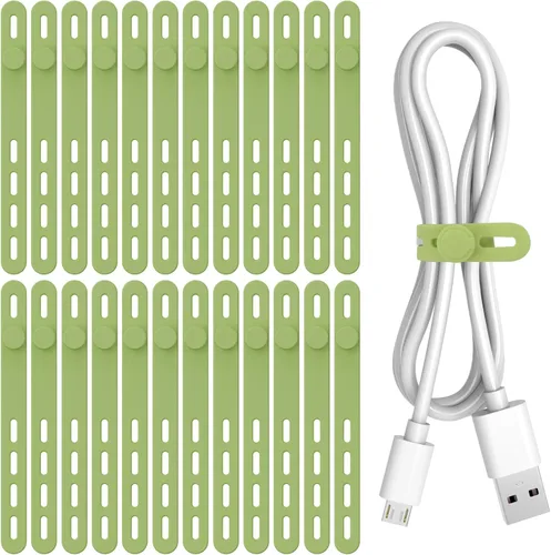Vista 21 de Donruby 30 bridas de silicona para cables, correas organizadoras de cables Verde claro