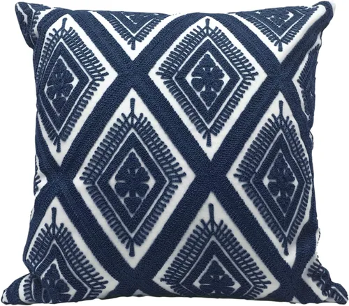 Vista 30 de Alysheer Fundas de almohada decorativas bordadas a cuadros 18"x 18", juego de 2, fundas de almohada de algodón con patrón tuftado de cuadros