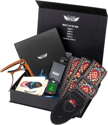 Vista 11 de Stage Rocker Guitar Accessories Gift Box for Acoustic and Electric Guitars, 5-in-1 Essential Gift