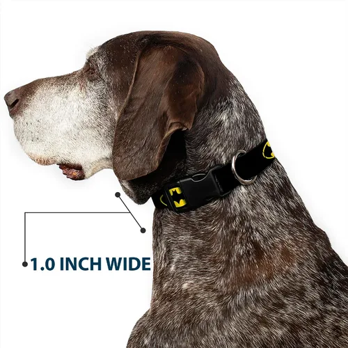Vista 6 de Buckle-Down Collar de clip de plástico – Batman Shield Negro/Amarillo – 1 pulgada de ancho – Se adapta a 9-15 pulgadas Cuello – Pequeño 1" Wide