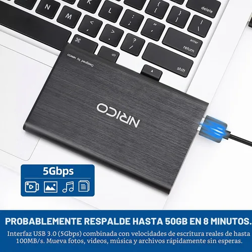 Vista 4 de NRICO Disco duro externo portátil ultradelgado USB3.0 HDD Almacenamiento compatible para PC, computadora de escritorio, laptop, Mac, PS4, Xbox One