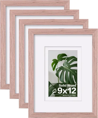 Vista 74 de Egofine - Juego de 4 portarretratos A4 de madera maciza y cubierta de plexiglás de 4 x 6/6 x 8 pulgadas con paspartú o A4 sin paspartú, para mesa