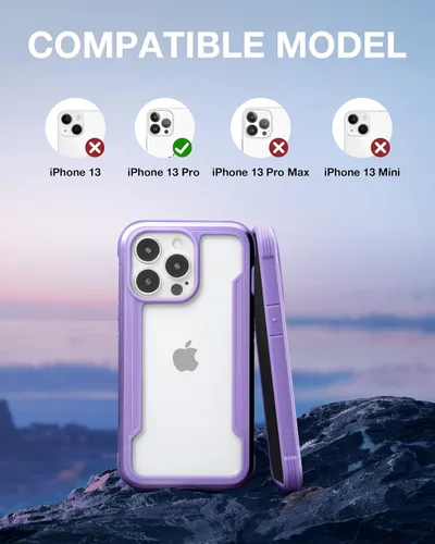 Vista 2 de RAPTIC Shield para iPhone 13 Pro, funda protectora transparente a prueba de golpes, prueba de caídas militares de 10 pies, marco de aluminio