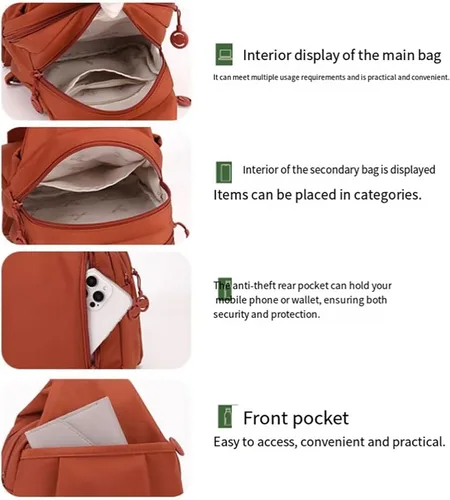 Vista 5 de Bolsa de viaje impermeable de 2 vías, nueva bolsa de mano 3 en 1 con Oxford impermeable, bolsa cruzada antirrobo de viaje para mujer
