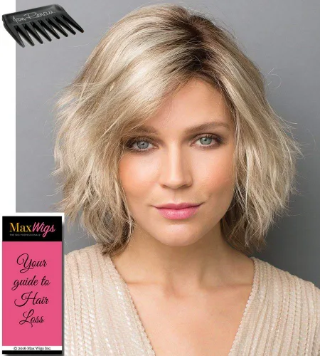 Vista 2 de Zuma Shaggy Salon Cut Color Marrón Caramelo - Pelucas Noriko de 8 pulgadas de largo para mujer, rizos ondulados sintéticos, gorra monopart