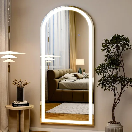 Vista 3 de Easly Espejo de longitud completa de 26x68 pulgadas con luces, espejo de pie LED iluminado, colgante de longitud completa con soporte, espejo