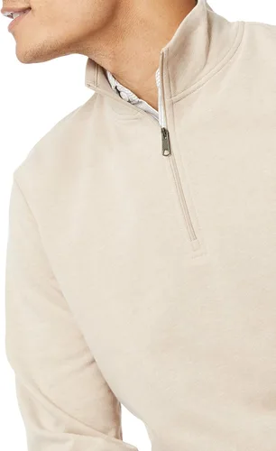 Vista 3 de Tienda Essentials Sudadera ligera de rizo francés con cremallera de un cuarto para hombre