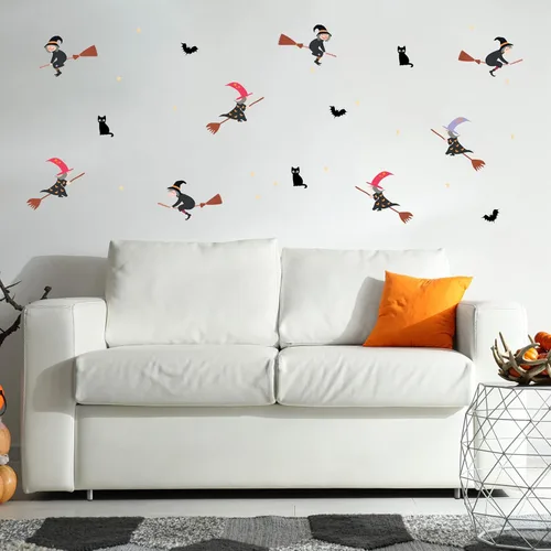 Vista 10 de Decalcomania - Calcomanías de pared para Halloween, juego de 31 calcomanías de decoración de calabazas de otoño para sala de estar, dormitorio