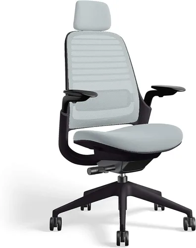 Vista 8 de Steelcase Silla de oficina serie 1 con reposacabezas, marco de grafito, regaliz Cogent Connect