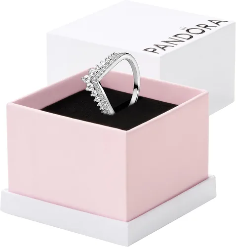 Vista 9 de Anillo Pandora Princess Wishbone - Anillo de oro rosa para mujer - Anillo de superposición - Regalo para ella - 14k de oro rosa con circonia cúbica