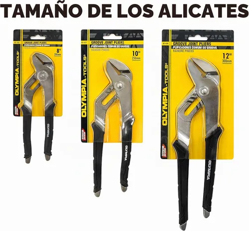 Vista 9 de Olympia Tools Alicates de lengüeta y ranura, alicates de mandíbula recta con agarre de cojín, 5 posiciones de mandíbula, capacidad de mandíbula