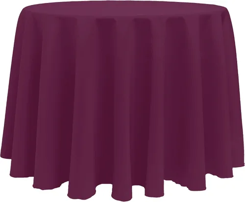 Vista 42 de ULTIMATE TEXTILE Mantel redondo de lino de poliéster de 120 pulgadas, color rosa neón