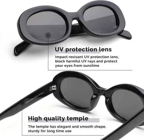 Vista 4 de Gafas de sol ovaladas Y2K para mujer, polarizadas, protección UV, vintage, retro, gafas de sol, lentes de sol