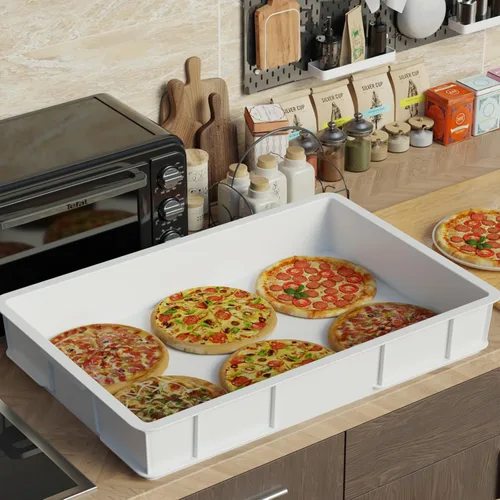 Vista 5 de Paquete de 2 cajas de masa apilables para pizza con 2 tapas Plastic, Bread Container, Dough Trays, airtight lid keeps dough fresh, fits neatly in