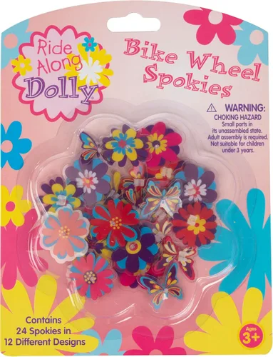Vista 9 de Ride Along Dolly - Radios de rueda de bicicleta – Accesorios de radios de bicicleta de flores y mariposas coloridas – Bonitos accesorios