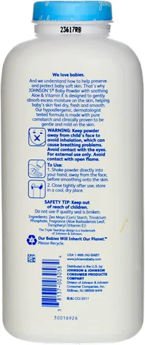Vista 3 de JOHNSON'S Aloe & Vitamin E - Polvo para bebé, 15 onzas (paquete de 3)