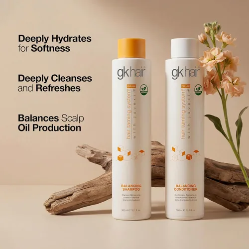 Vista 5 de GK HAIR Juego de champú y acondicionador equilibrante para cabello graso de hasta 72 horas de frescura, el mejor champú y acondicionador para cuero