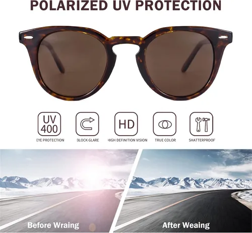Vista 4 de Dollger Polarized Round Sunglasses for Women Classic Retro Design Womens Trendy Style UV Protection Lens