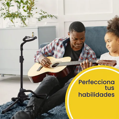 Vista 7 de Hola! Music Soporte de guitarra – Altura ajustable, plegable con cuello acolchado y yugo – Paquete de 1 trípode