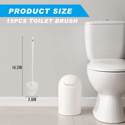 Vista 2 de Tioncy 15 cepillos de inodoro de 14.2 pulgadas para uso comercial, resistente, limpiador largo para suministros de limpieza de baño