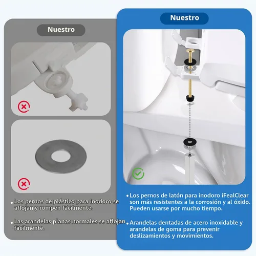 Vista 3 de Tornillos universales del asiento de inodoro del latón macizo, 2 pernos de asiento de inodoro del metal de las PC