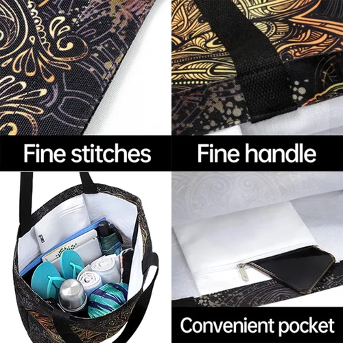 Vista 4 de Bolso de hombro extra grande con estampado de estilo de moda para viajes en la playa, fin de semana, gimnasio, compras de comestibles