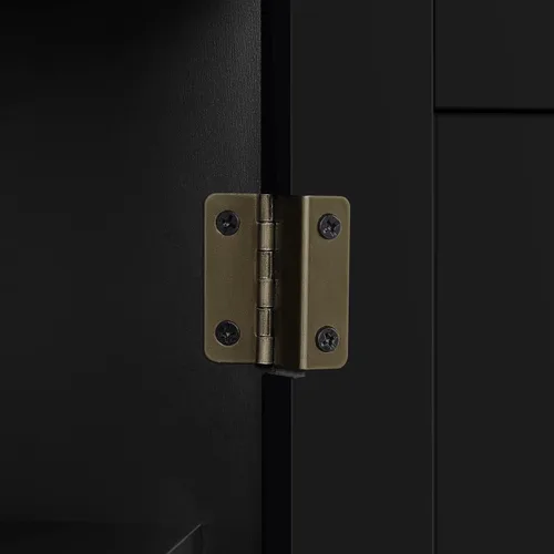 Vista 9 de Topeakmart Zapatero con puertas, zapatero de madera para pasillo, negro Estante de 4 capas y un cajón; dos particiones de nivel ajustables; MDF