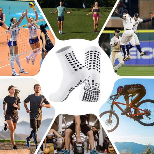 Vista 7 de Elfcool Calcetines de fútbol con agarre, 6 pares de almohadillas antideslizantes de agarre atlético calcetines de fútbol para hombres y mujeres