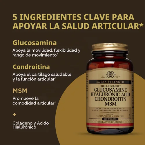 Vista 4 de Solgar tabletas de Glucosamina de ácido hialurónico condroitín sulfato MSM (sin ostras), SF0018977, 1, 1