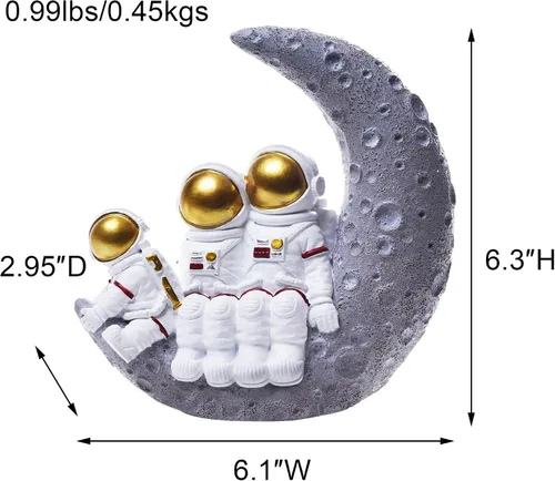 Vista 2 de BUTILIVEEN Esculturas familiares de astronautas, familia de 3 figuras de astronautas, decoración de dormitorio con temática espacial, decoración