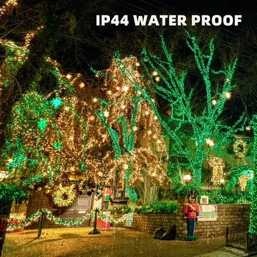 Vista 5 de TW SHINE Luces de Navidad verdes, 18.5 pies, 100 luces incandescentes de Halloween, decoraciones impermeables del día de San Patricio