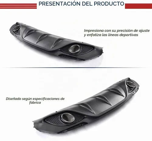 Vista 8 de Difusor trasero para Alfa Romeo Giulia Sedán Base 2017-2022, cubierta de parachoques, alerón, valance, protector de fábrica con salidas de tubo