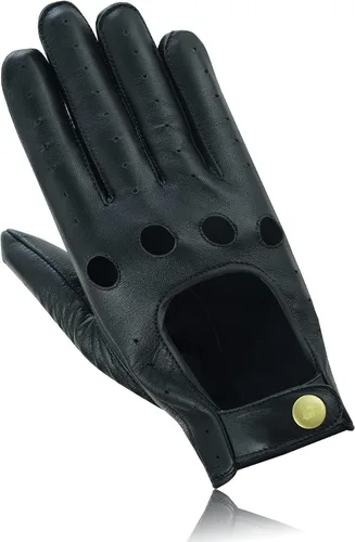 Vista 3 de Guantes de cuero para hombre, guantes de conducción de cuero para chofer, guantes de piel de cordero 100% auténtica, guantes de dedo completo
