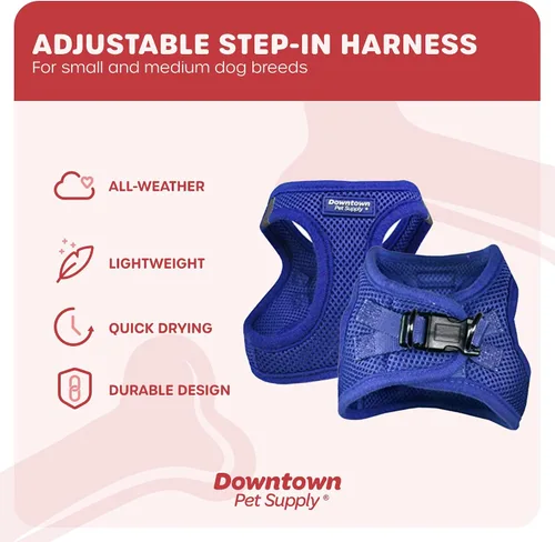 Vista 269 de Downtown Pet Supply Arnés para perro Step-in – Sin tirones, malla acolchada ajustable con ribete reflectante, correa de hebilla segura – Arnés