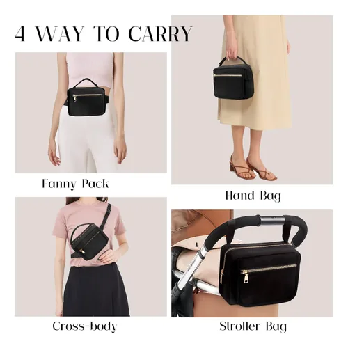 Vista 2 de printe Bolso pequeño para pañales con cambiador portátil, bolsa de cintura para mujer con bolsillo para toallitas para viajes, paquete divertido
