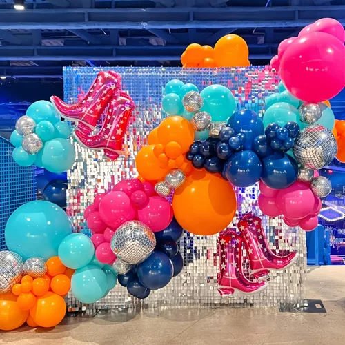 Vista 6 de 4 botas de vaquera rosa+sombrero de papel de aluminio/decoraciones de primer cumpleaños de rodeo niña/decoraciones de fiesta de vaca