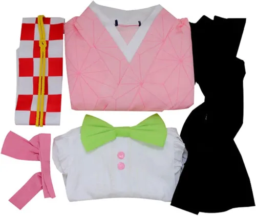 Vista 6 de Yunbei Disfraz de kimono japonés Kamado Nezuko para cosplay traje de bata Kanroji Mitsuri Yukata