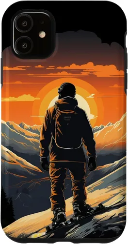 Vista 8 de Snowboarding Snowboard Snowboarder Mountain Sunset Case for iPhone 17