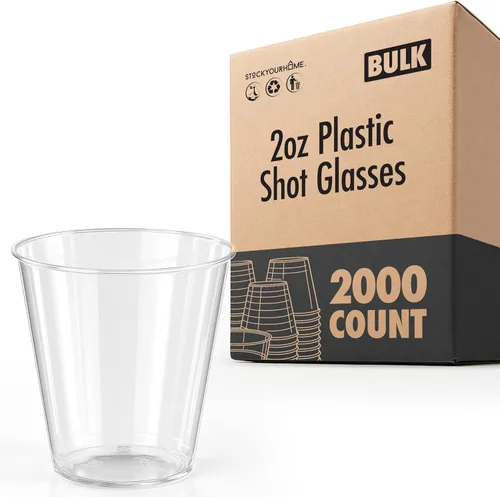 Vista 13 de Stock Your Home Paquete de 100 vasos de chupito de plástico (1 onza), vasos desechables transparentes para chupitos de gelatina, degustación