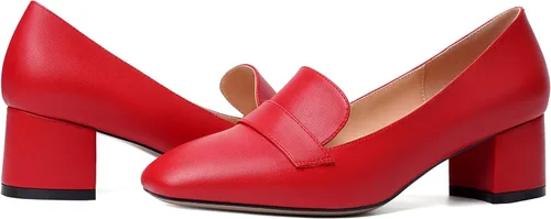 Vista 6 de MODENCOCO Mocasines de tacón bajo grueso para mujer, cómodos, informales, de 2 pulgadas